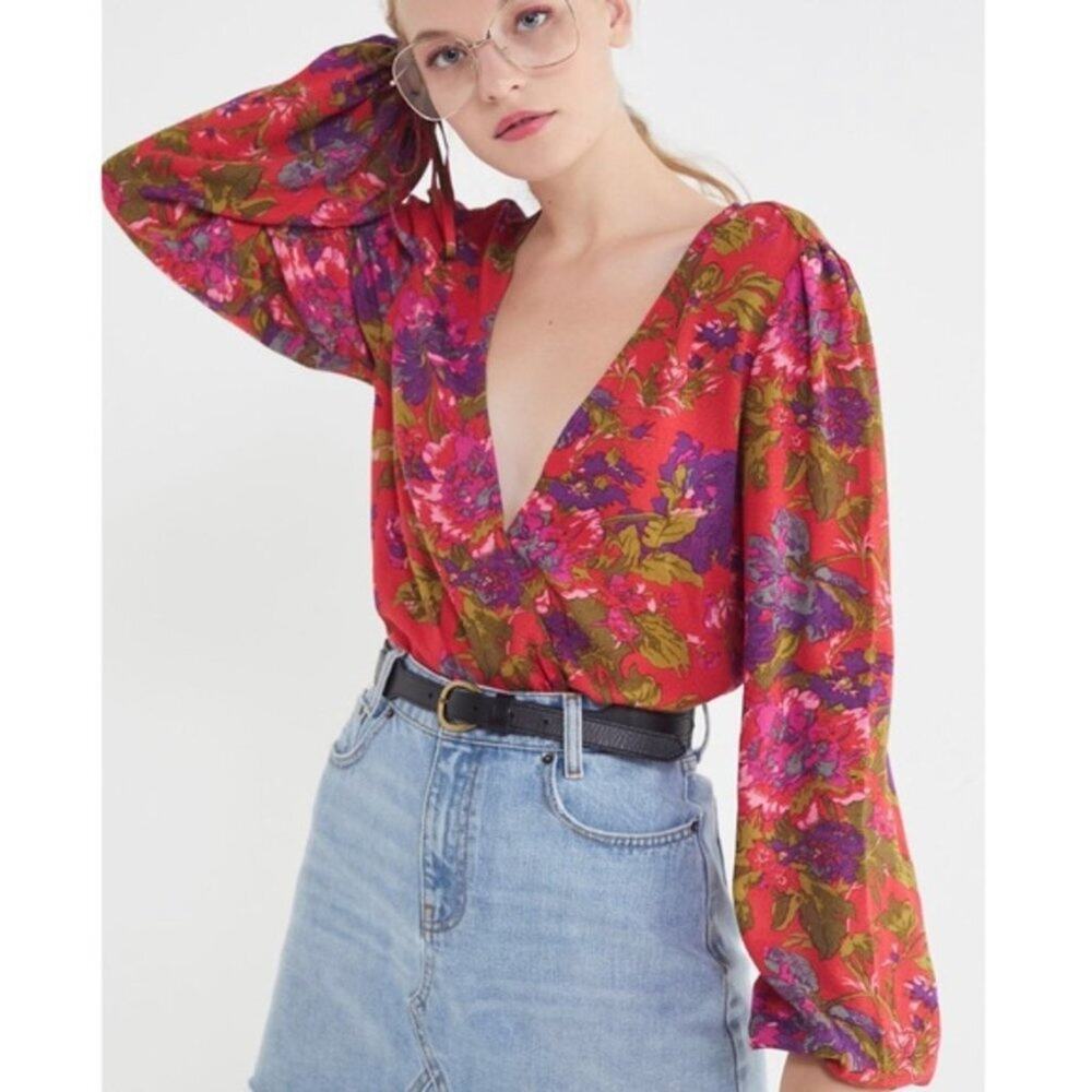 Urban Outfitters Georgie Floral Surplice Blouse